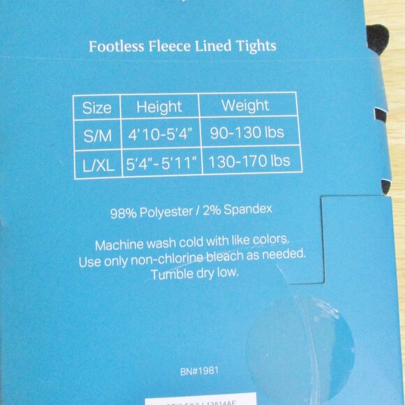 NWT Aerosoles Footless Fleece Lined Tights, 2 pk. Black & Gray Size Large/XLarge - Picture 6 of 12